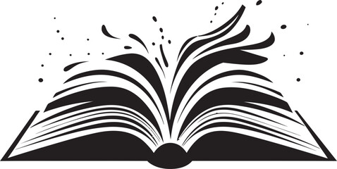 Literary Unleashing Chic Black Emblem with Open Book Art Opened Wisdom Graphic Sleek Black Logo with Elegant Vector Design