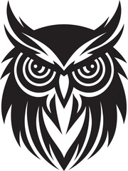 Night Watch Noir Inspired Black Icon with Owl Illustration Eagle eyed Wisdom Sleek Vector Owl Logo Design