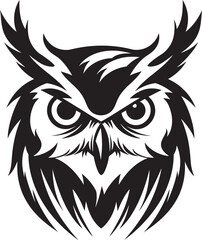 Eagle eyed Insight Modern Vector Art with Owl Emblem Moonlit Owl Graphic Intricate Black Logo Design for a Striking Branding