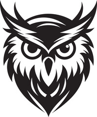 Obraz premium Noir Owl Silhouette Chic Vector Logo for a Captivating Brand Image Moonlit Owl Graphic Stylish Black Illustration with Elegant Owl Design