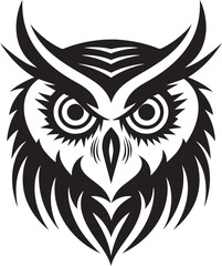 Mystical Nocturne Intricate Black Emblem with Owl Illustration Night Vision Elegant Vector Logo with Noir Black Owl Design