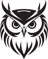 Nocturnal Guardian Emblem Sleek Vector Owl Logo Design Dark Owl Silhouette Intricate Noir Inspired Black Icon for a Captivating Image