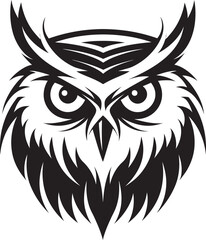 Wise Guardian Chic Black Icon with Elegant Owl Emblem Nocturnal Guardian Emblem Sleek Vector Owl Logo Design