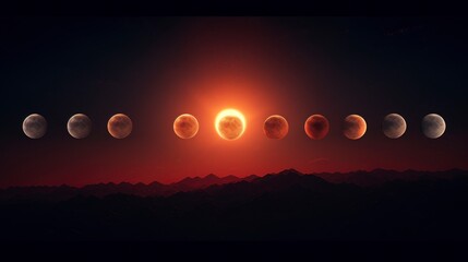 Obraz premium phases of the moon during an eclipse