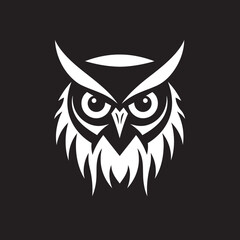 Wise Guardian Stylish Vector Illustration in Noir Black Noir Owl Profile Sleek Black Logo with a Touch of Mystery