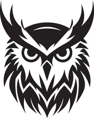 Noir Owl Profile Sleek Black Logo with a Touch of Mystery Night Vision Chic Owl Emblem Design with Elegant Vector Art