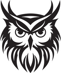 Moonlit Owl Graphic Stylish Black Logo with Elegant Vector Art Dark Owl Silhouette Sleek Black Icon for Modern Branding