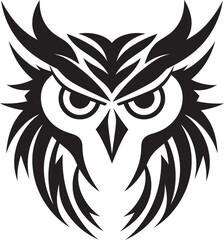 Obraz premium Eagle eyed Insight Intricate Black Icon for Modern Branding Moonlit Owl Graphic Contemporary Vector Logo for a Captivating Look