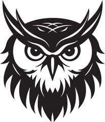 Dark Owl Silhouette Sleek Black Icon for Modern Branding Mystical Nocturne Intricate Vector Logo with Owl Design