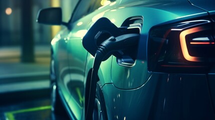 electric modern car recharging at a charging station