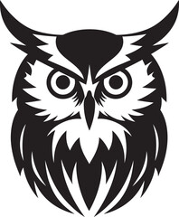 Wise Owl Emblem Intricate Black Logo for Modern Branding Night Watch Sleek Black Vector Illustration with Owl Icon
