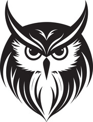 Mystical Nocturne Elegant Black Emblem with Owl Illustration Night Vision Intricate Vector Logo with Noir Black Owl Design