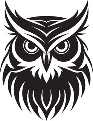 Noir Owl Profile Sleek Black Icon with Elegant Owl Design Eagle eyed Insight Modern Vector Art with Owl Emblem