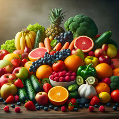 Naklejka na ściany i meble Real Healthy Colourful Vegetables and Fruits