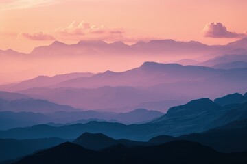 Majestic Mountain Range in Golden Sunset Glow