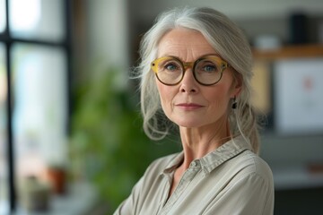 Wise Senior Woman With Glasses