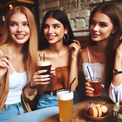 Group of female friends having a drink