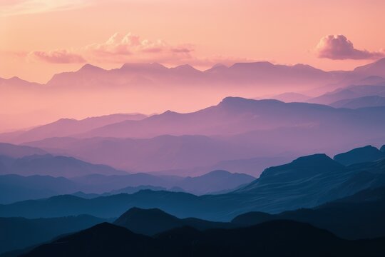 Majestic Mountain Range in Golden Sunset Glow © Ilugram