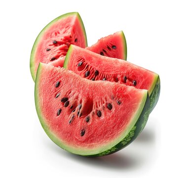 Closeup watermelon slice fresh isolated on white background