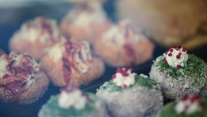 Delectable fresh baked pastries for sale in Corfu island, Greece