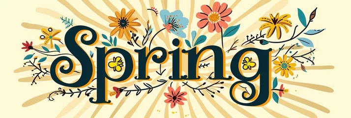 Fotobehang Spring banner, beautiful colorful word © Ivy