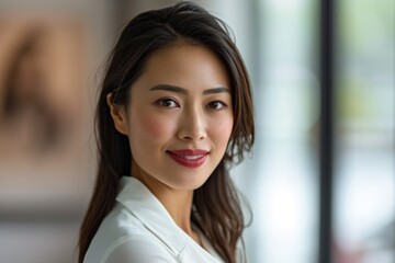 Smiling Woman in White Shirt