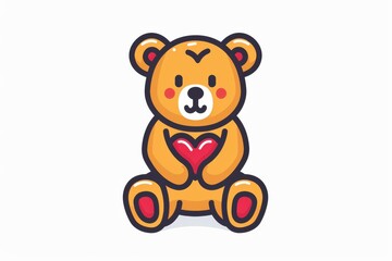 Obraz premium A lovable teddy bear expresses love and affection through a simple yet heartwarming cartoon illustration