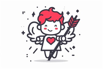 A whimsical child's sketch of a cupid, filled with lively line art and cartoonish charm, captures the essence of love and playfulness through its simple yet captivating illustration