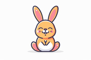 A whimsical bunny sits patiently in a playful cartoon drawing, ready to hop into your heart with its charming clipart style