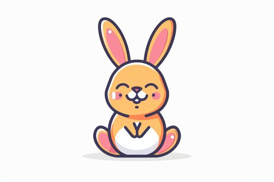 A whimsical bunny sits patiently in a playful cartoon drawing, ready to hop into your heart with its charming clipart style