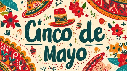 Banner or card for Cinco de Mayo celebration, holiday poster