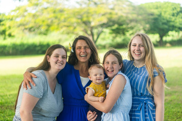 sisters all together with mom