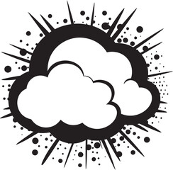 Comic Expression Dynamic Cloud Icon Design in Vector Retro Dialogue Black PopArt Speech Bubble Emblem