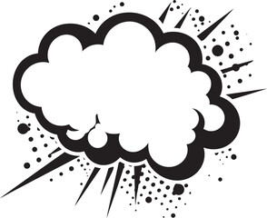Lively Language PopArt Speech Cloud Vector Design Comic Convo Bold Black Bubble Icon in Vector