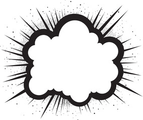 Expressive Encounter Dynamic Black Bubble Icon Retro Remark Vector PopArt Speech Cloud Emblem