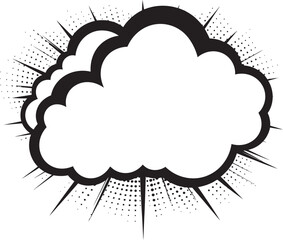 Bold Banter Retro PopArt Speech Cloud Emblem Expressive Exchange Dynamic Black Speech Bubble Icon