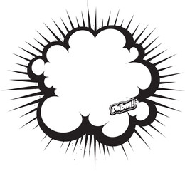 Bold Balloon Vector Black Speech Bubble Emblem Comic Creation PopArt Speech Cloud Logo in Black