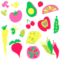 Retro Fruits and Veggies