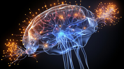 Fototapeta premium Free_photo_3D_medical_background_with_brain_highlight_