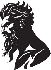 Poseidons Pose Black Icon Design Emerges with 80 Words Undersea Deity Poseidons Regal Logo in Black Vector Icon