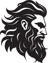 Poseidons Embrace Black Iconic Logo in 80 Words or Less Ocean Ruler Poseidons Vector Logo Shines in Monochrome