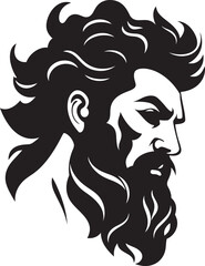 Sea Sovereign Poseidons Vector Logo Resplendent in Black Poseidons Pose Black Icon Design Emerges with 80 Words