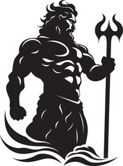 Poseidons Embrace Black Iconic Logo in 80 Words or Less Ocean Ruler Poseidons Vector Logo Shines in Monochrome