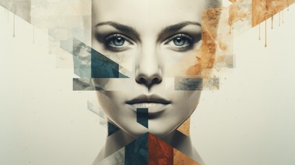 abstract face of a beautiful woman representing the AI ​​of the future - obrazy, fototapety, plakaty