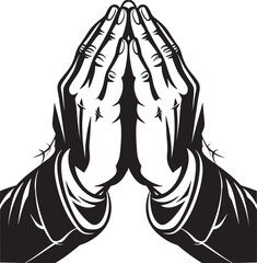 Heavenly Hands Black Icon Design of Praying Hands in Vector Reverent Reach Praying Hands Black Vector Logo in 80 Words