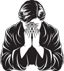 Graceful Glyphs Vector Logo of Praying Hands in Black Holistic Harmony Praying Hands Icon Design in Vector