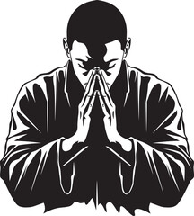 Devotion Defined Praying Hands Icon in Black Vector Graceful Glyphs Vector Logo of Praying Hands in Black