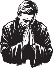 Celestial Constructs Black Vector Praying Hands Soulful Sketches Praying Hands Icon Design in Black