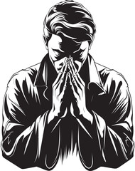Heavenly Highlights Vector Praying Hands Black Icon Pious Patterns Elegant Praying Man Hands Icon in Vector