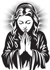 Divine Details Elegant Black Iconic Praying Woman Hands Vector Sacred Strokes Praying Womans Hands Logo in Black Vector